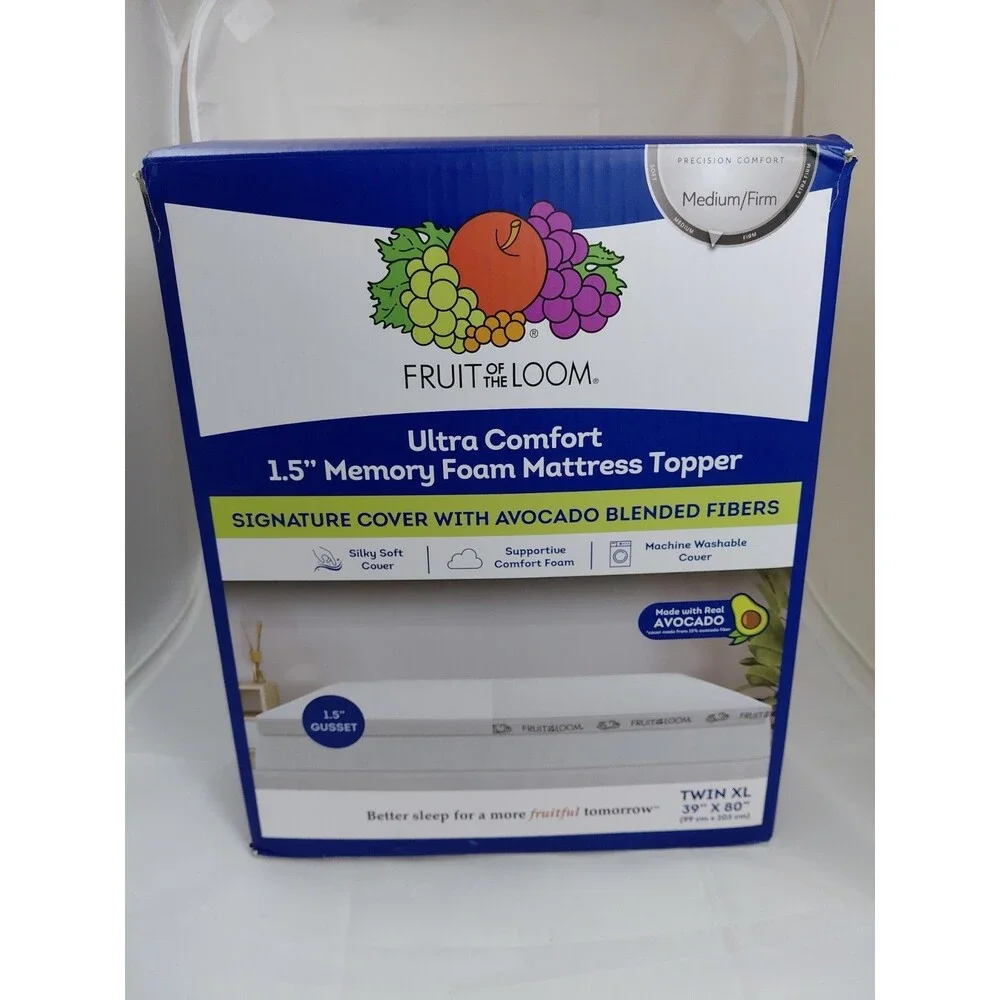 Fruit Of The Loom 1.5 Inch Memory Foam Mattress Topper TwinXL Retail 150$